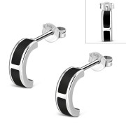 Black Onyx Stud Silver Earrings - e354